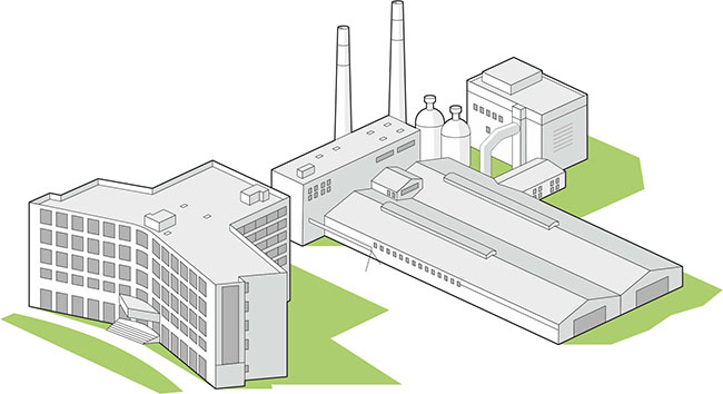 technische Illustration,büro Haus und Fabrik